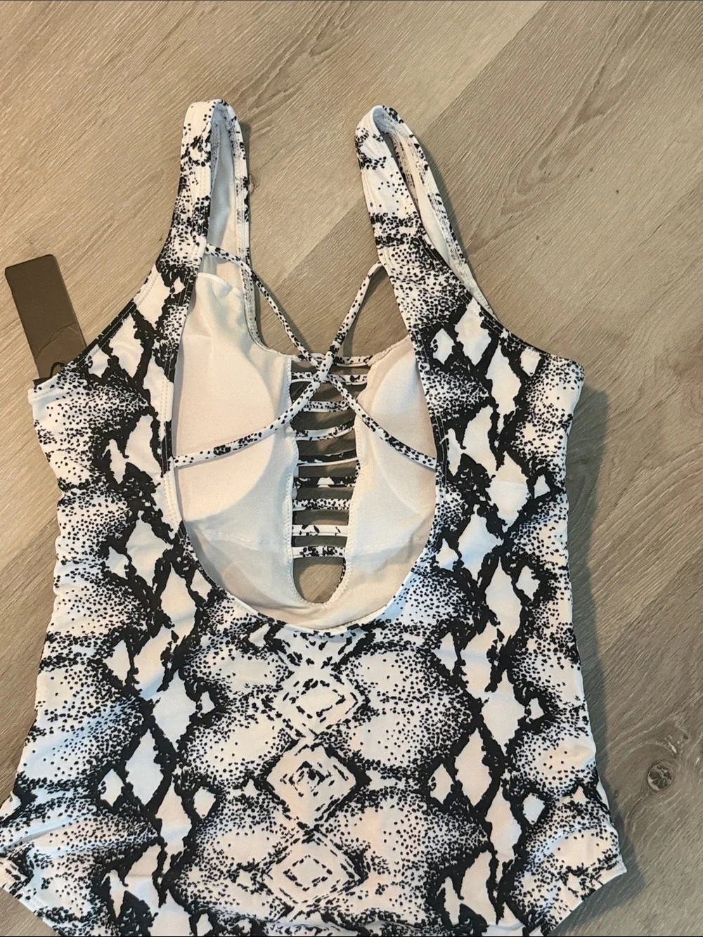 Aqua Eve Black & White Snake-Print One-Piece Swimsuit - Picture 4 of 6